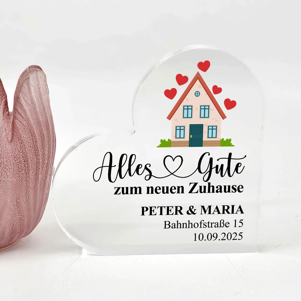 Alles Gute zum neuen Zuhause - Herz aus Plexiglas