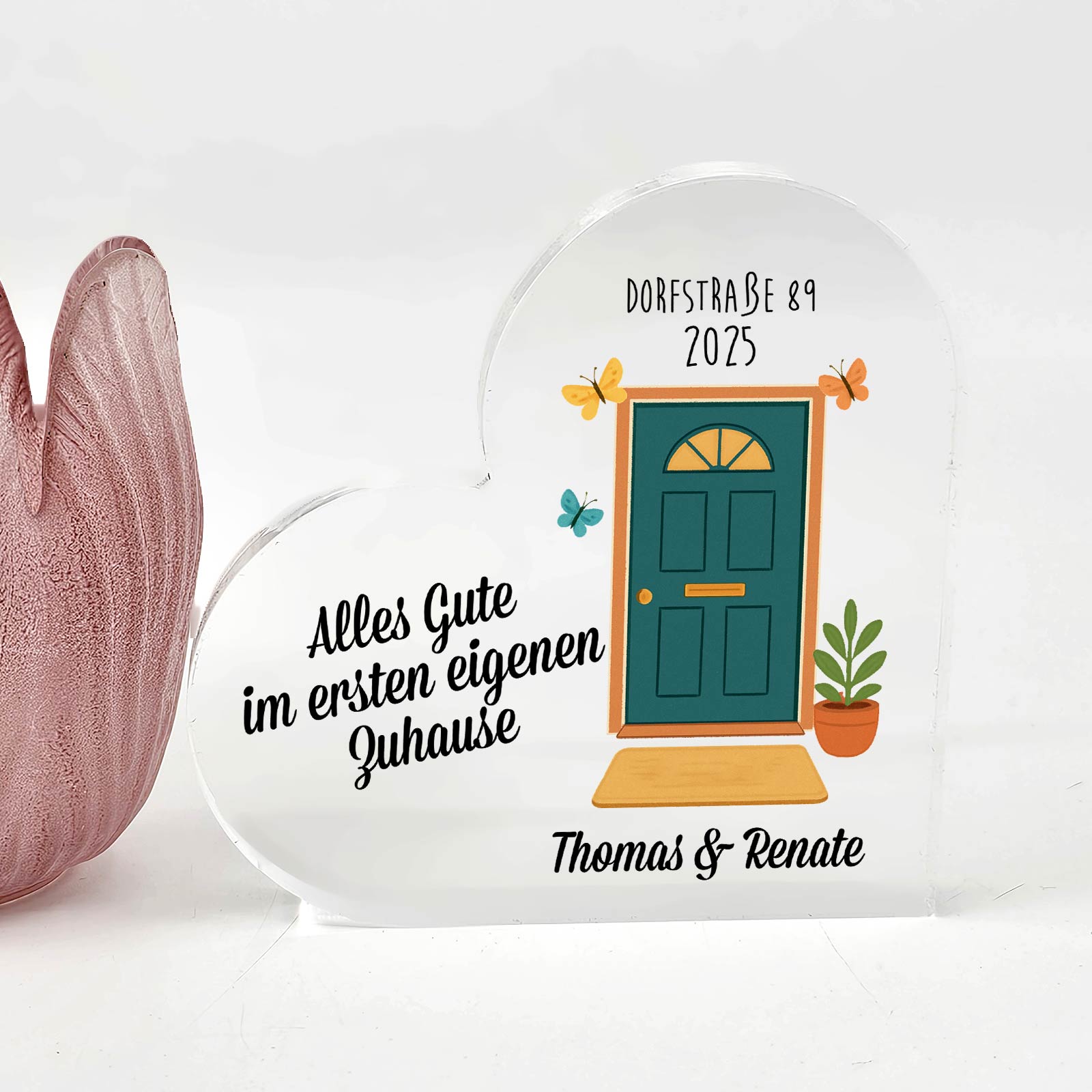 Alles Gute im ersten eigenen Zuhause - Herz aus Plexiglas