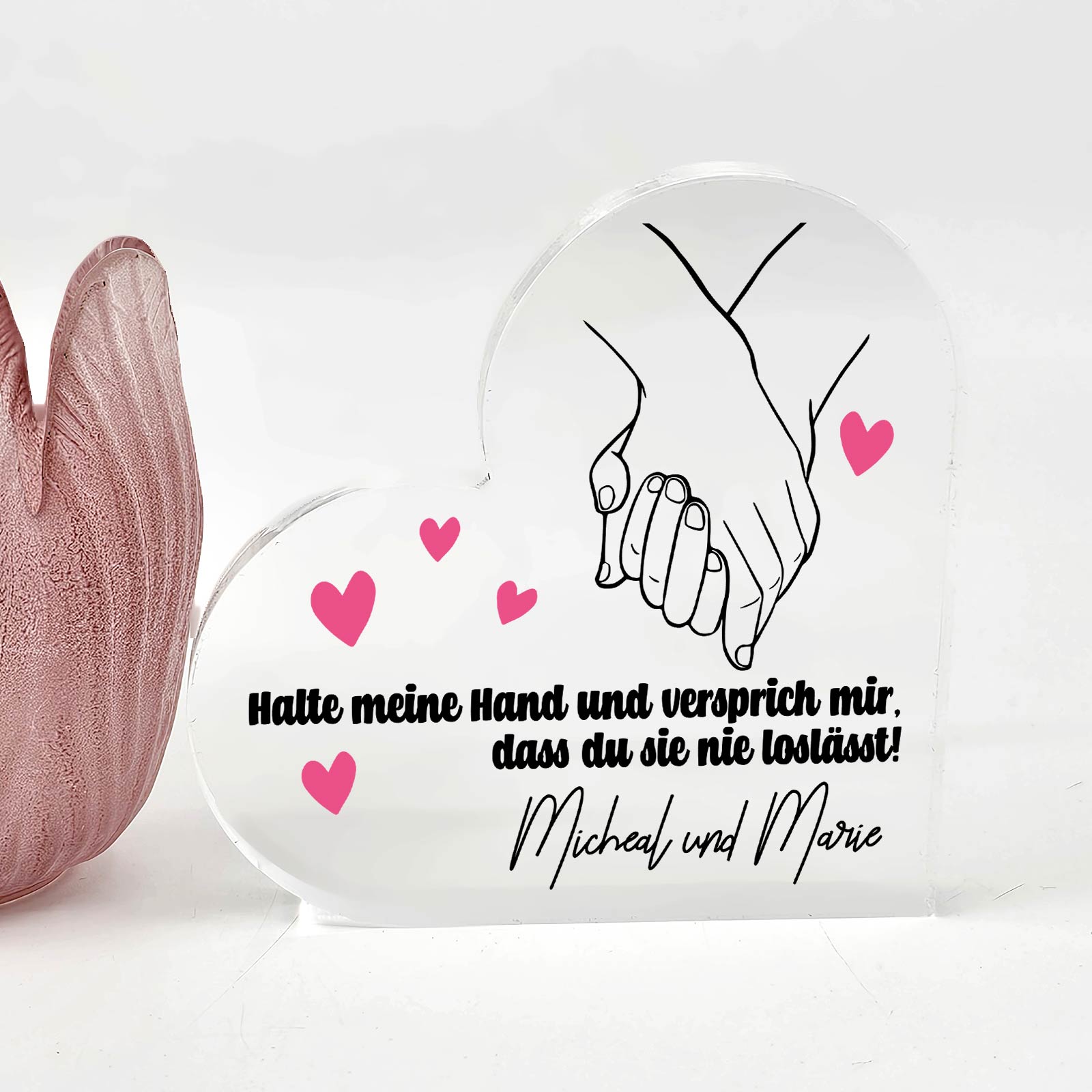 Halte meine Hand – Herz aus Plexiglas