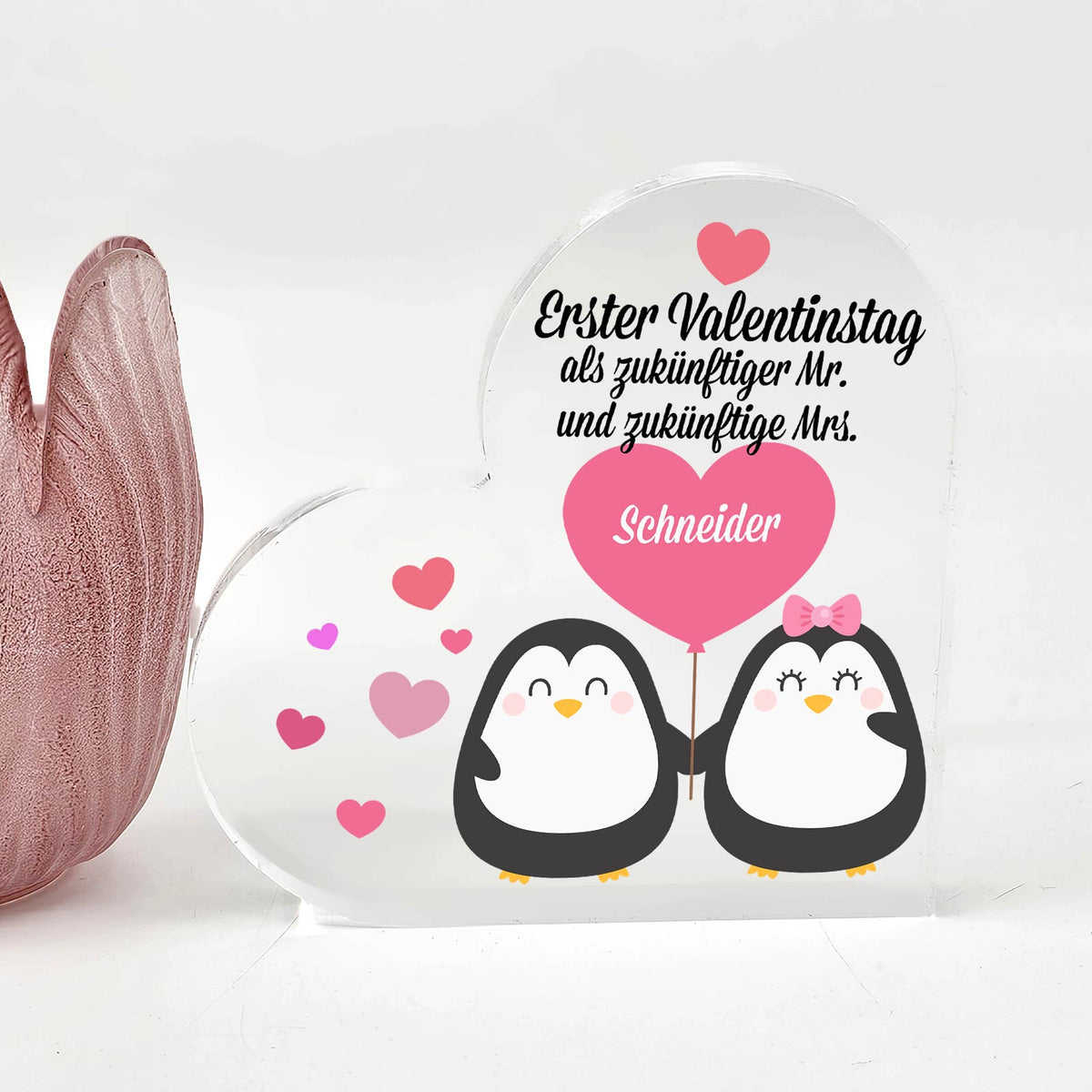 Erster Valentinstag als Verlobte – Plexiglasherz