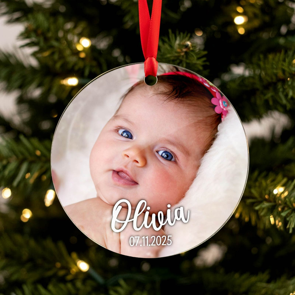 Geburts-Weihnachtskugel mit Foto