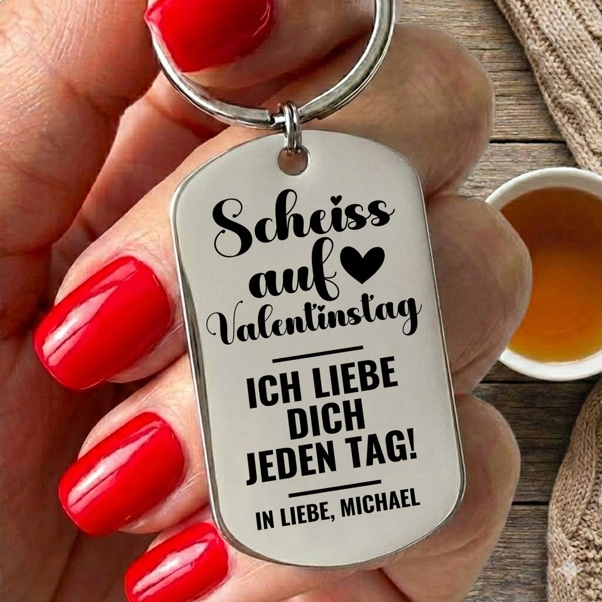 Scheiss auf Valentinstag Schlüsselanhänger