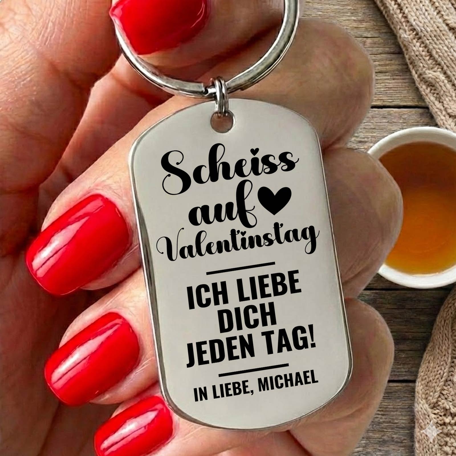 Scheiss auf Valentinstag Schlüsselanhänger