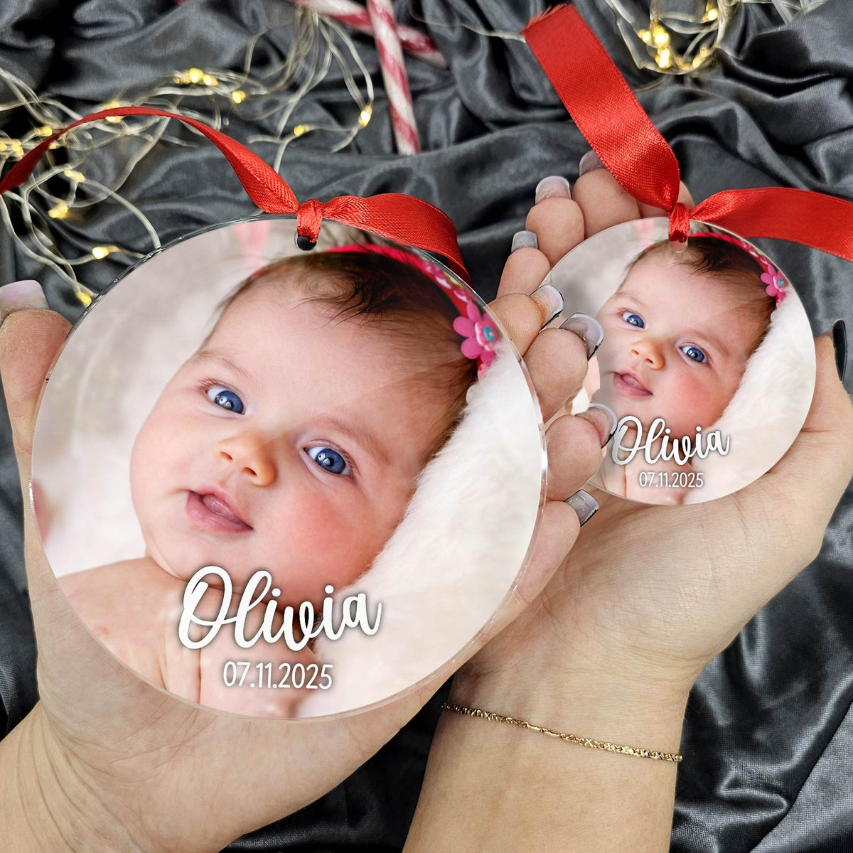 Geburts-Weihnachtskugel mit Foto