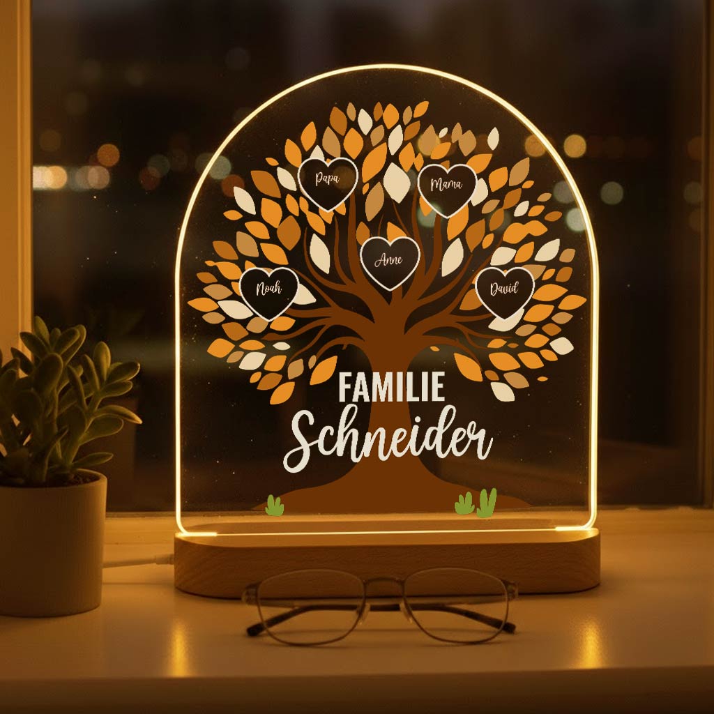Familienbaum – LED-Lampe mit eigenen Namen