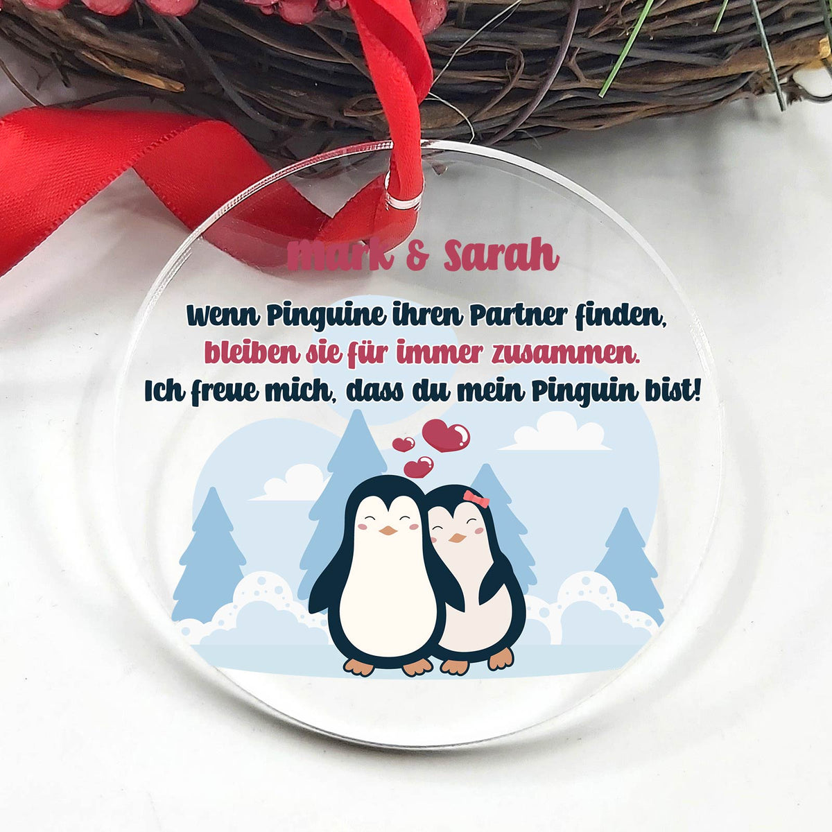 Pinguin paar - Weihnachtsdeko aus Plexiglas