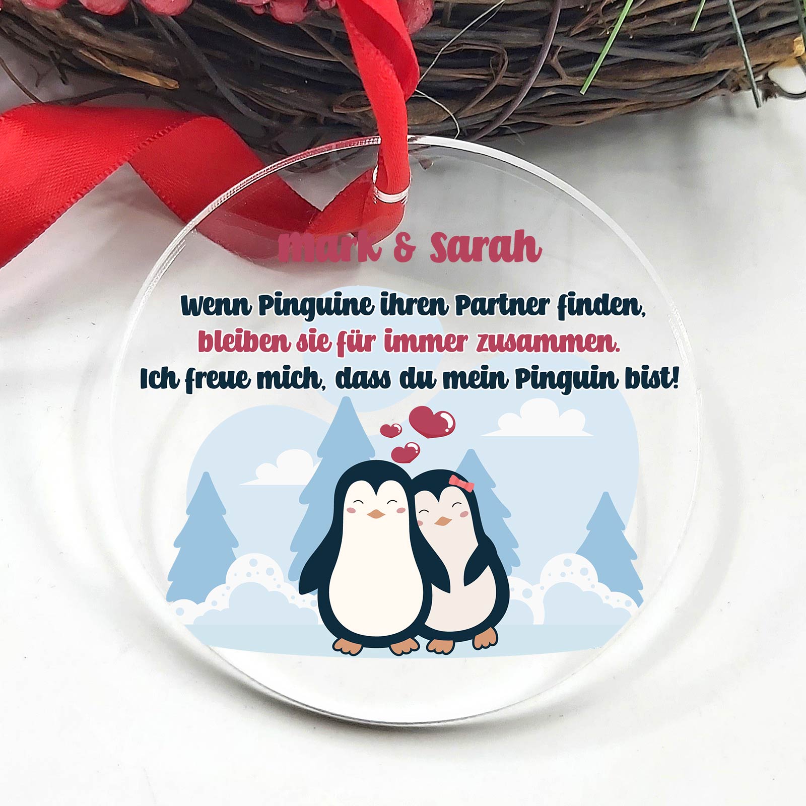 Pinguin paar - Weihnachtsdeko aus Plexiglas