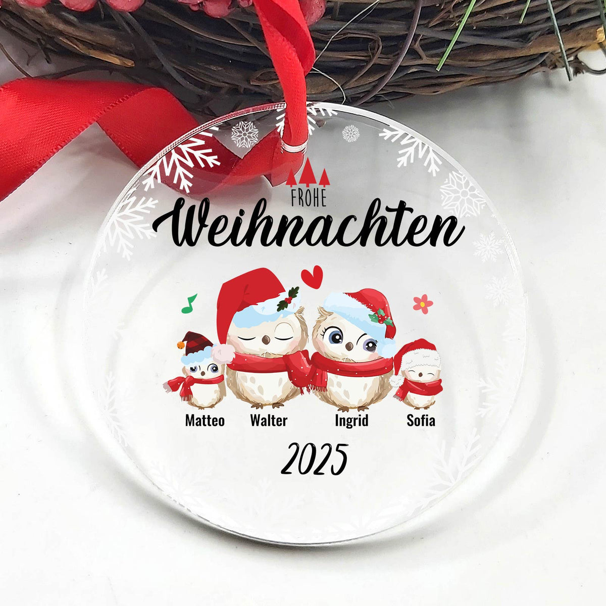 Niedliche Vogelfamilie - Weihnachtsdeko aus Plexiglas