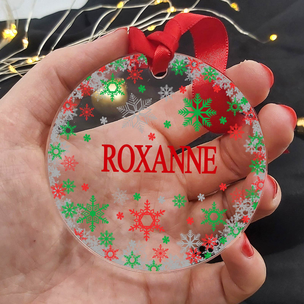 Personalisierte Schneeflocken Weihnachtsdeko aus Plexiglas