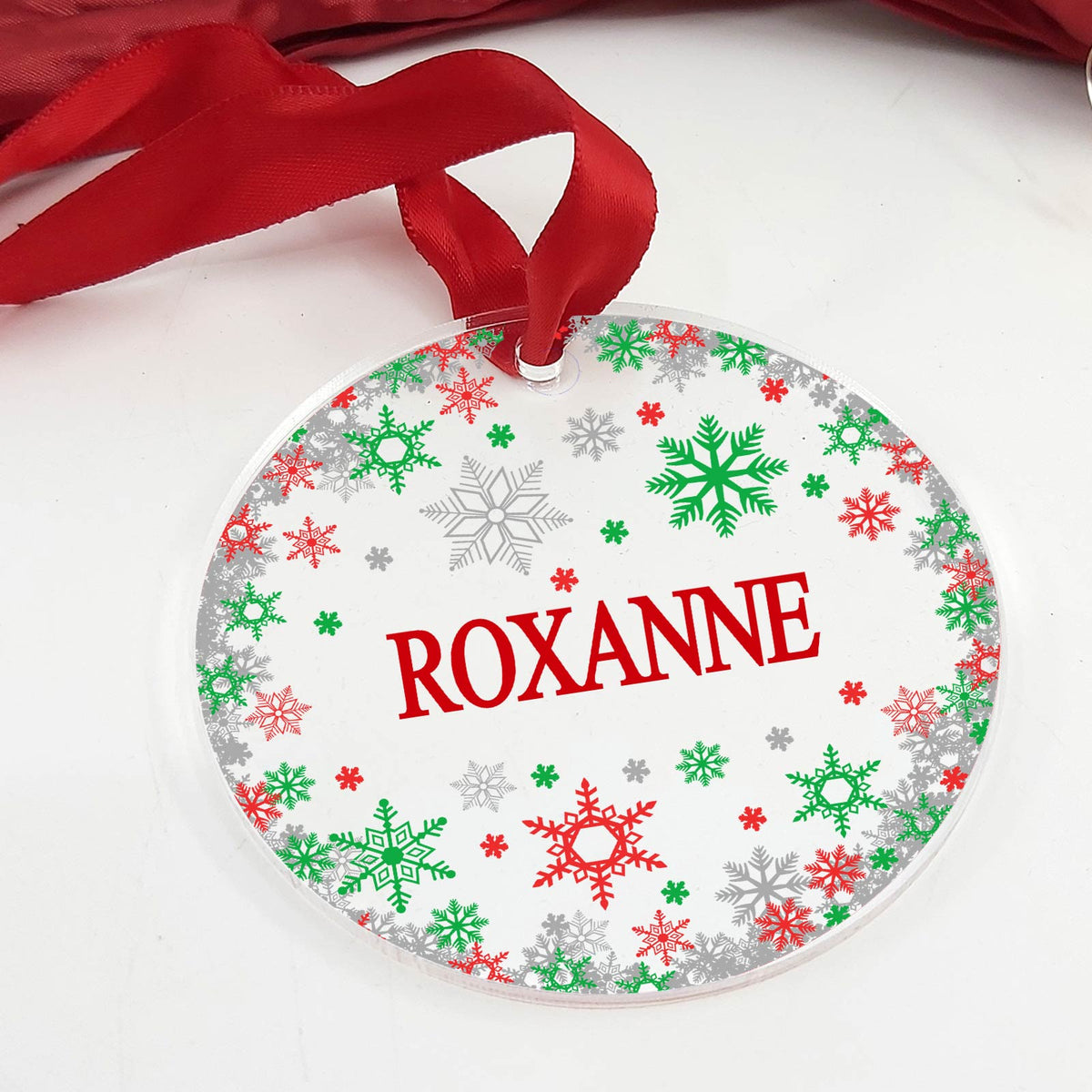 Personalisierte Schneeflocken Weihnachtsdeko aus Plexiglas