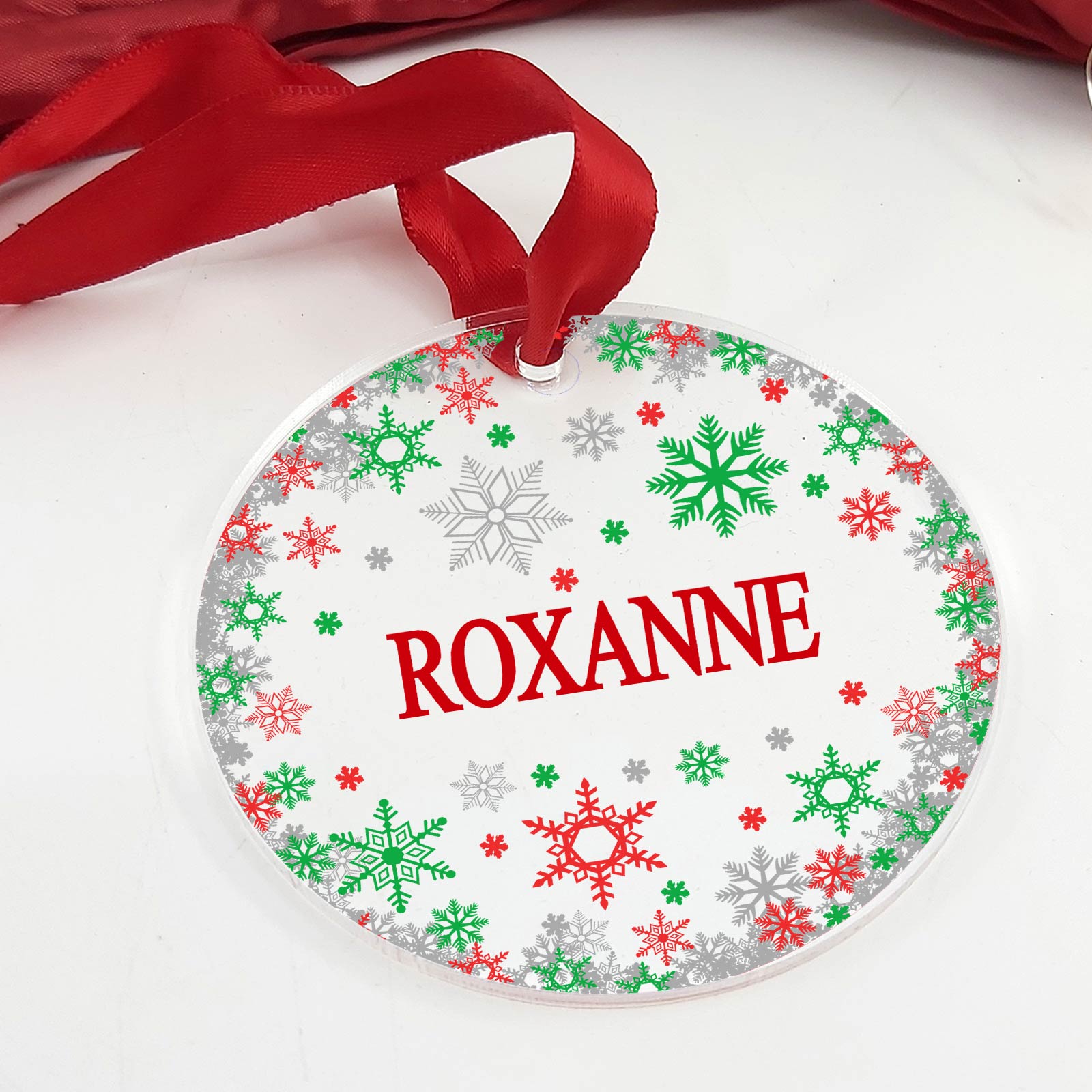 Personalisierte Schneeflocken Weihnachtsdeko aus Plexiglas