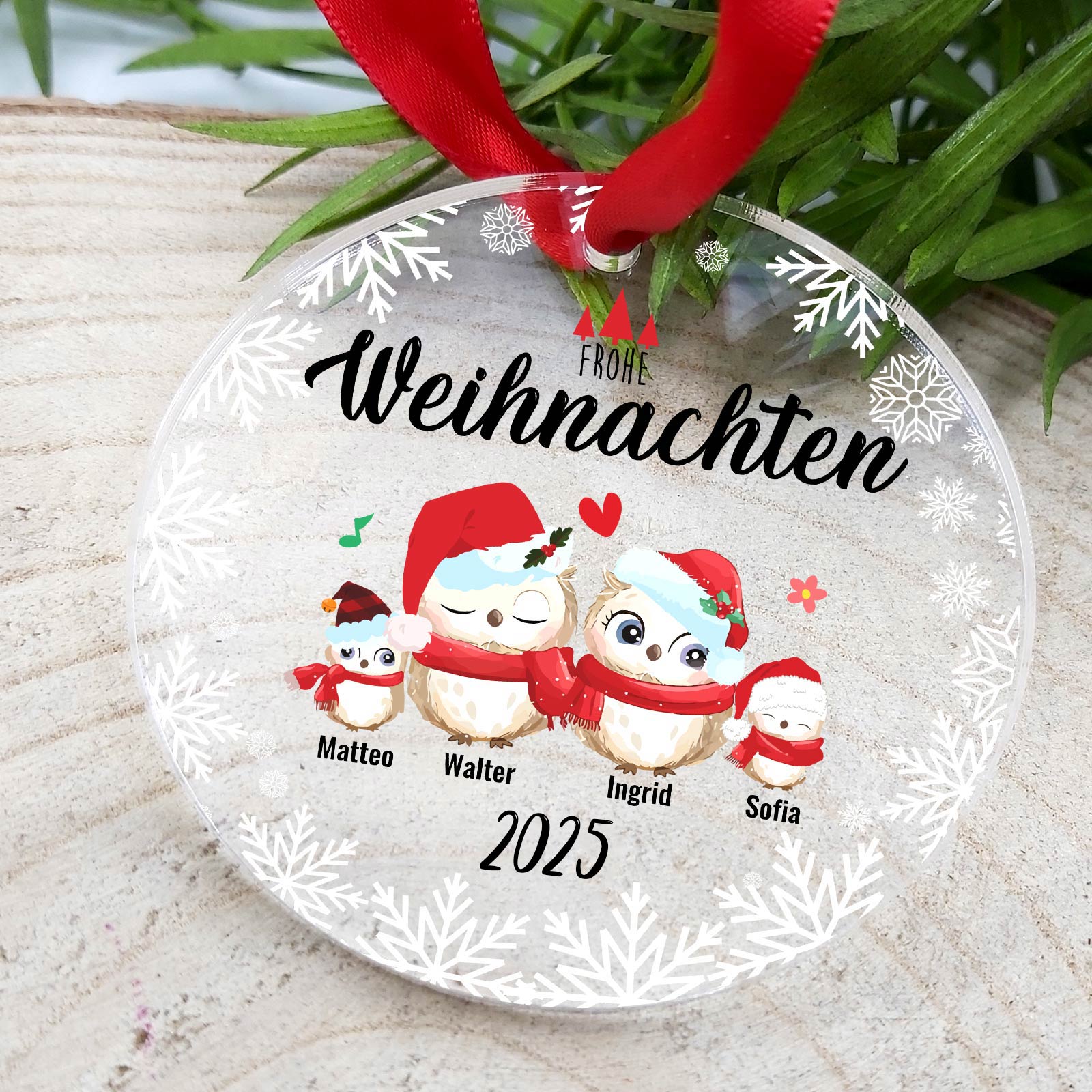 Niedliche Vogelfamilie - Weihnachtsdeko aus Plexiglas