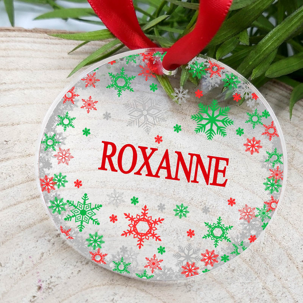 Personalisierte Schneeflocken Weihnachtsdeko aus Plexiglas